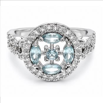 1.25ctw Blue Topaz & Diamonique Diamond Ring SZ6