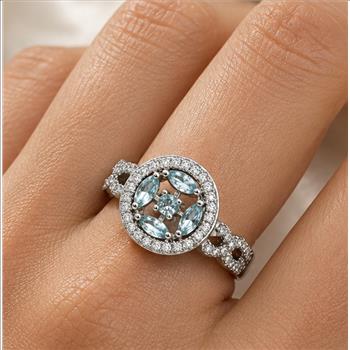 1.25ctw Blue Topaz & Diamonique Diamond Ring SZ6