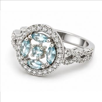 1.25ctw Blue Topaz & Diamonique Diamond Ring SZ6