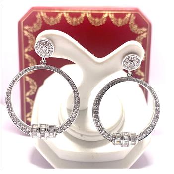 1.25ctw Moissanite Dangle Earrings in 18k WG & .925 Sterling Silver