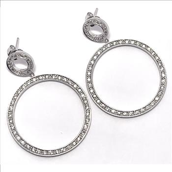 1.25ctw Moissanite Dangle Earrings in 18k WG & .925 Sterling Silver