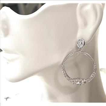 1.25ctw Moissanite Dangle Earrings in 18k WG & .925 Sterling Silver