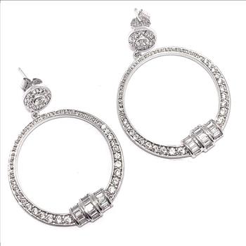 1.25ctw Moissanite Dangle Earrings in 18k WG & .925 Sterling Silver