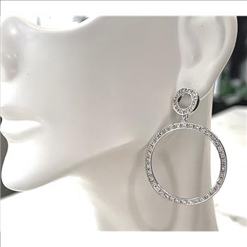 1.25ctw Moissanite Dangle Earrings in 18k WG & .925 Sterling Silver