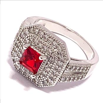 1.25ctw Ruby & Diamonique Diamond Ring Size 7