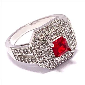 1.25ctw Ruby & Diamonique Diamond Ring Size 7