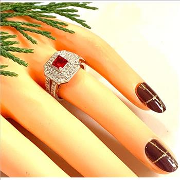 1.25ctw Ruby & Diamonique Diamond Ring Size 7