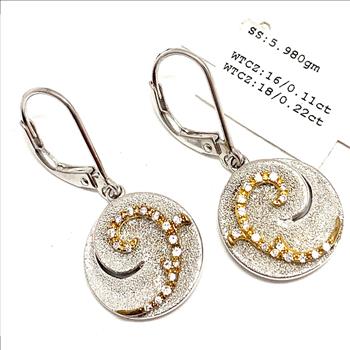 $135 Colore SG Lorenzo .925 Sterling Silver  0.33ctw  White Zircon  Earrings
