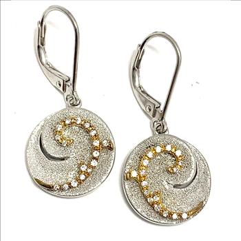 $135 Colore SG Lorenzo .925 Sterling Silver  0.33ctw  White Zircon  Earrings