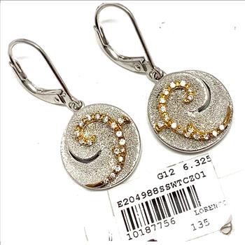 $135 Colore SG Lorenzo .925 Sterling Silver  0.33ctw  White Zircon  Earrings