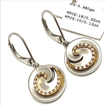 $144 Colore SG Lorenzo .925 Sterling Silver 0.35ctw White Zircon Leverback Earrings