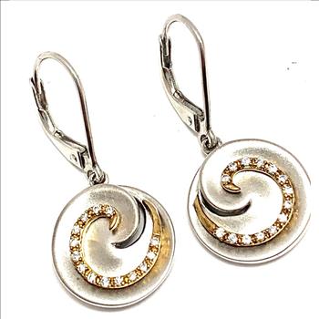 $144 Colore SG Lorenzo .925 Sterling Silver 0.35ctw White Zircon Leverback Earrings