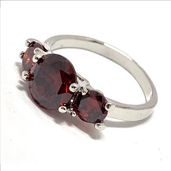 14k White Gold  Over Jewelry Brass 4.00ctw Garnet Ring