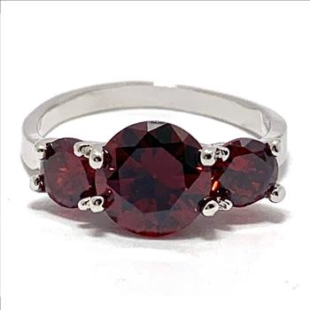 14k White Gold  Over Jewelry Brass 4.00ctw Garnet Ring
