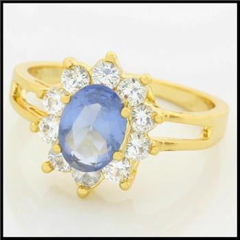 14k Yellow Gold Overlay Tanzanite Ring Size 7