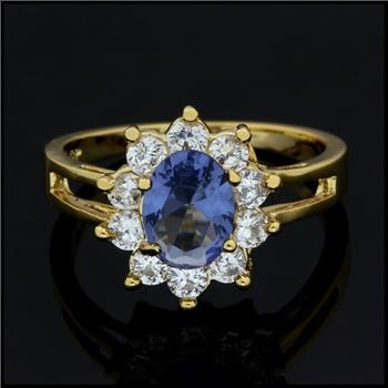 14k Yellow Gold Overlay Tanzanite Ring Size 7