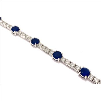 15.00ctw Sapphire & Diamonique Diamond Tennis Bracelet in 18K Gold Overlay – Designer Inspired