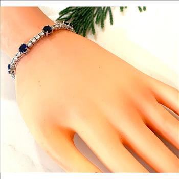 15.00ctw Sapphire & Diamonique Diamond Tennis Bracelet in 18K Gold Overlay – Designer Inspired