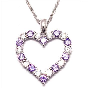 1.50ctw Amethyst & Diamonique Diamond Heart Necklace