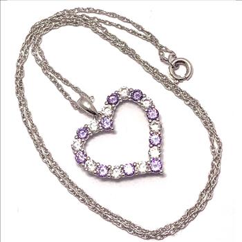 1.50ctw Amethyst & Diamonique Diamond Heart Necklace