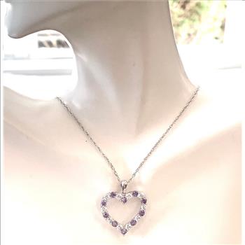 1.50ctw Amethyst & Diamonique Diamond Heart Necklace