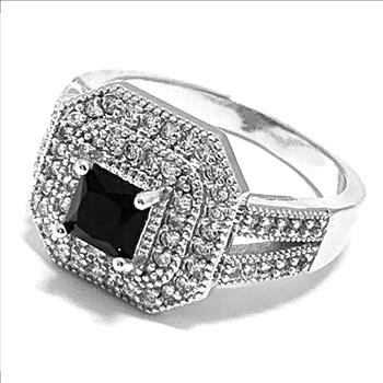 1.50ctw Black Spinel & Diamonique Diamond  Ring