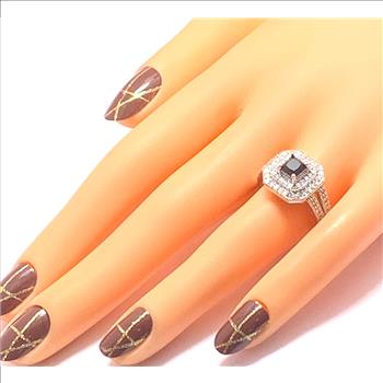 1.50ctw Black Spinel & Diamonique Diamond  Ring