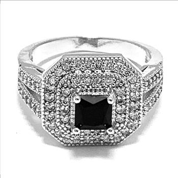 1.50ctw Black Spinel & Diamonique Diamond  Ring