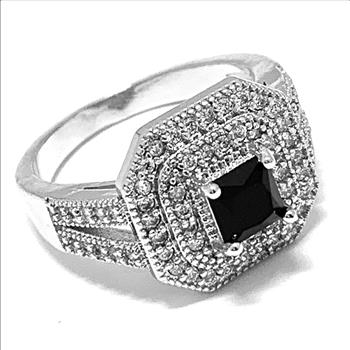 1.50ctw Black Spinel & Diamonique Diamond  Ring