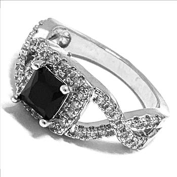 1.50ctw Black Spinel & Diamonique Diamond Ring Size 7