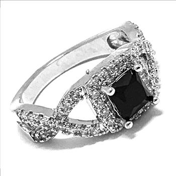 1.50ctw Black Spinel & Diamonique Diamond Ring Size 7