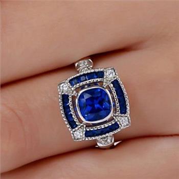 1.50ctw Blue Sapphire 18k White Gold Overlay Ring Size 10