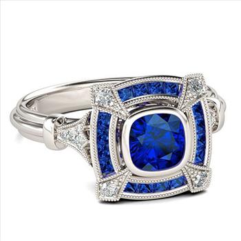 1.50ctw Blue Sapphire 18k White Gold Overlay Ring Size 7