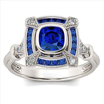 1.50ctw Blue Sapphire 18k White Gold Overlay Ring Size 7