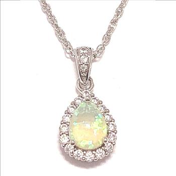 1.50ctw Opal & Diamonique Diamond Necklace in 18K Gold Overlay – Designer Inspired