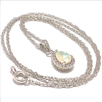 1.50ctw Opal & Diamonique Diamond Necklace in 18K Gold Overlay – Designer Inspired