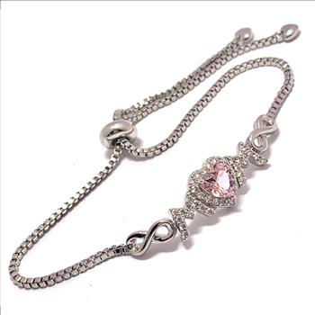 1.50ctw Pink Topaz & Diamonique Diamonds Adjustable Bracelet