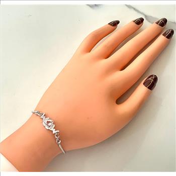 1.50ctw Pink Topaz & Diamonique Diamonds Adjustable Bracelet