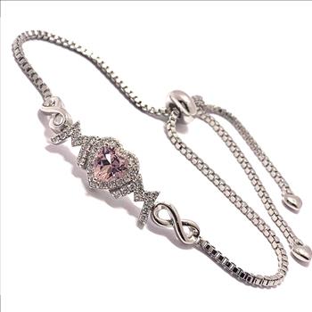 1.50ctw Pink Topaz & Diamonique Diamonds Adjustable Bracelet