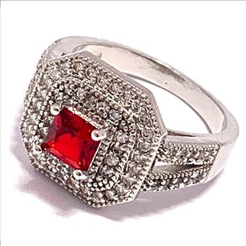 1.50ctw Ruby & Diamonique Diamond Ring Size 7