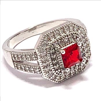 1.50ctw Ruby & Diamonique Diamond Ring Size 7