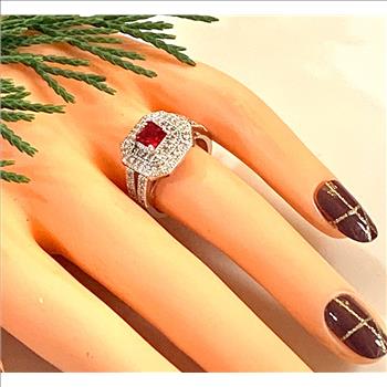 1.50ctw Ruby & Diamonique Diamond Ring Size 7