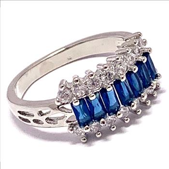 1.50ctw Sapphire & Diamonique Diamond Anniversary Ring Size 7.75