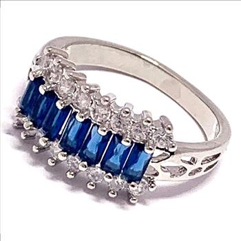 1.50ctw Sapphire & Diamonique Diamond Anniversary Ring Size 7.75