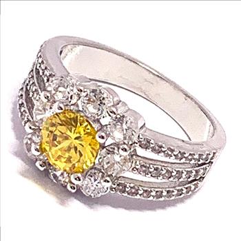 1.50ctw Vivid Yellow Topaz &  Diamonique Diamond Ring Size 7