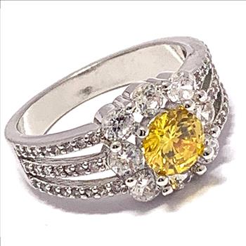 1.50ctw Vivid Yellow Topaz &  Diamonique Diamond Ring Size 7