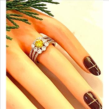 1.50ctw Vivid Yellow Topaz &  Diamonique Diamond Ring Size 7