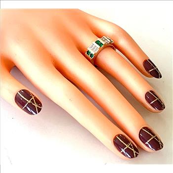 $159 Retail 1.50ctw Emerald & Diamonique Diamond Ring Size 7