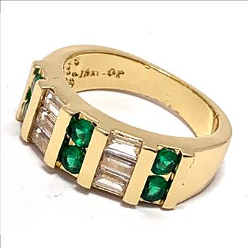 $159 Retail 1.50ctw Emerald & Diamonique Diamond Ring Size 7
