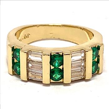 $159 Retail 1.50ctw Emerald & Diamonique Diamond Ring Size 7